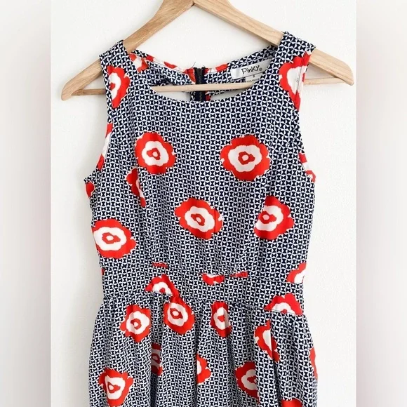 Pinky Retro Floral Cut Out Dress, Size Small, Navy, White, Red - Picture 8 of 11
